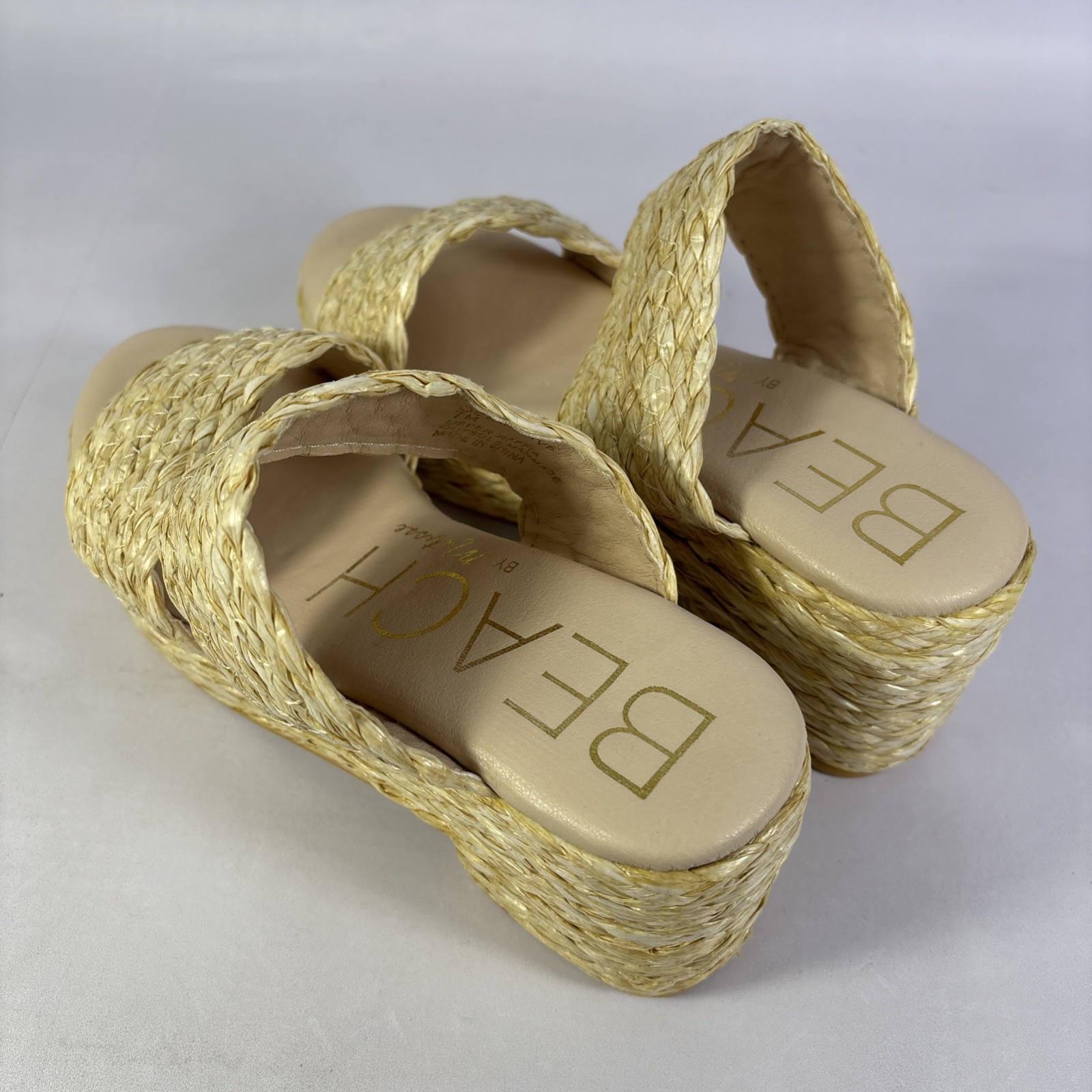 Beach By Matisse Sandal Women’s 7M Slide Platform Heel Raffia CLEAN