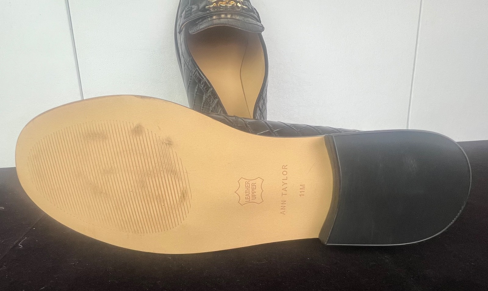 Weekend Horsebit Croco Loafers Ann Taylor Embossed Leather Loafers women size 11