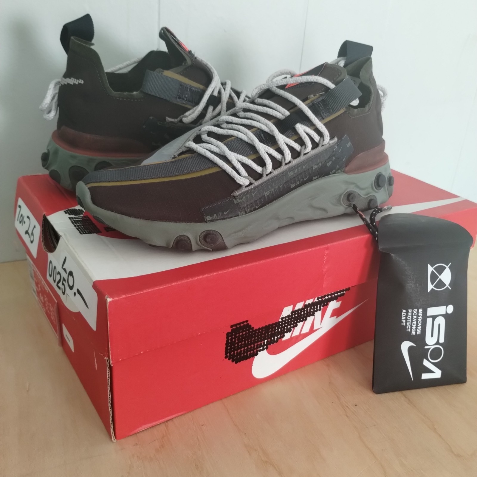 Womens Size 6.5 Nike React Vision WR ISPA BROWN GRAY Trail Running Sneakers $160