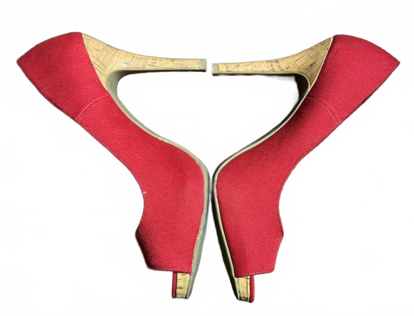 Christian Siriano for Payless Solid Print Peep Toe Red Heels Pumps Size 7.5