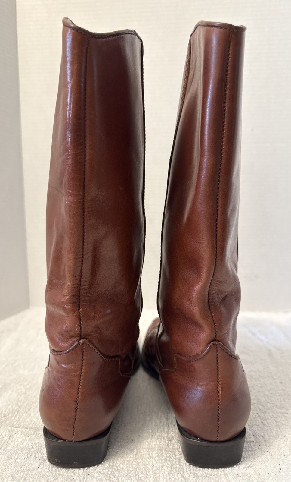 Unisa Flex Womens Cognac Leather Weave Vamp Tall Boots Size 8B Brazil