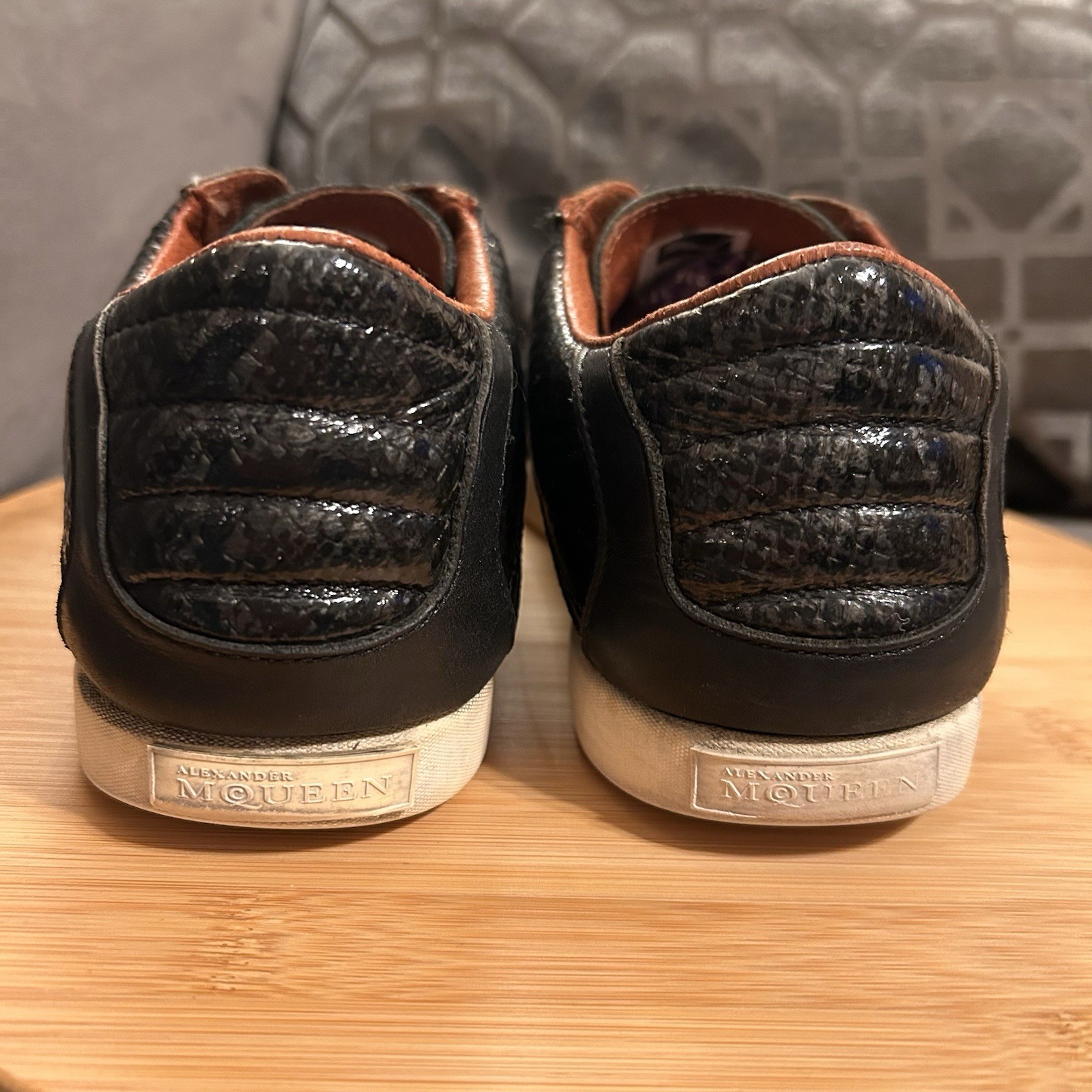 Alexander McQueen X Puma Black Leather Low Lace Up Sneakers Women’s Size 8.5