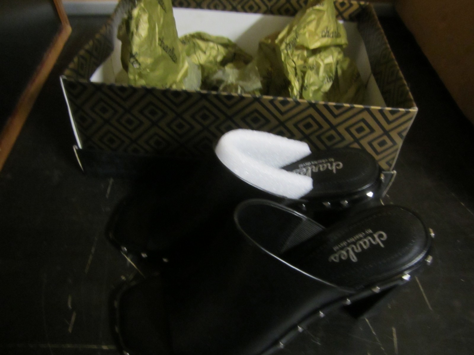 Charles by Charles David Wrangler black Peep Toe Mule Shoes W/box Sz 5.5