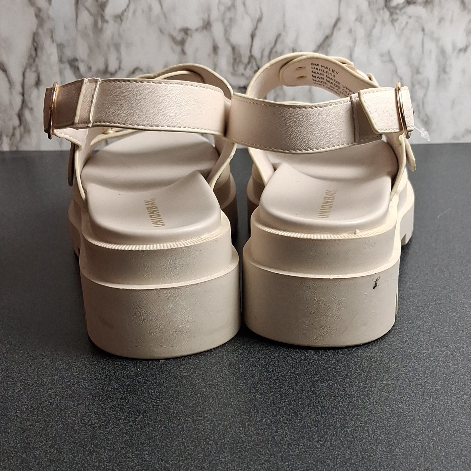 UNIONBAY Womens Beige Strappy Platform Sandals Buckle Adjustable Straps 8