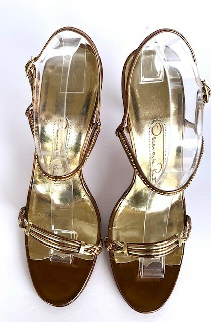 Vintage oscar de la renta Womens 8.5B Bronze Braided Heels