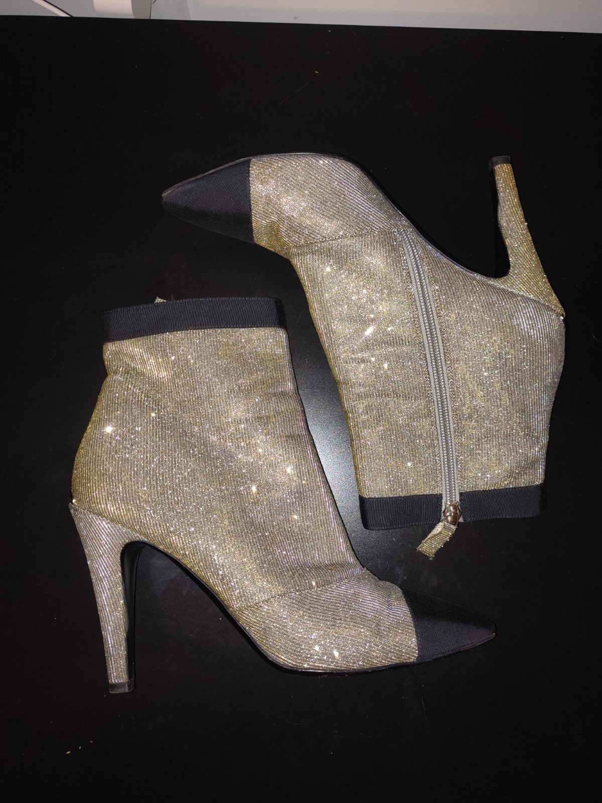 Chanel Glitter Logo Ankle Booties