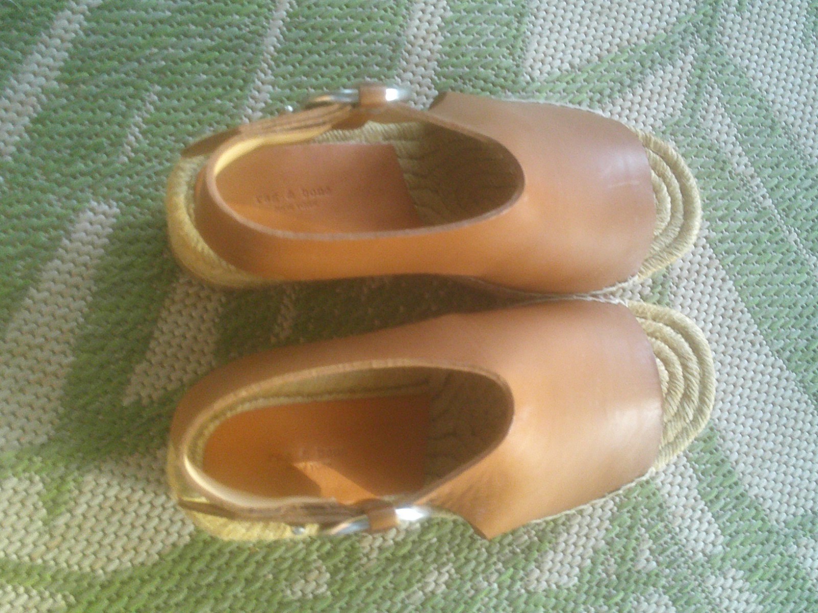 Rag & Bone Tan Leather Calla Espadrille Sandals O-ring Buckle 37.5 US 7.5 NWOB