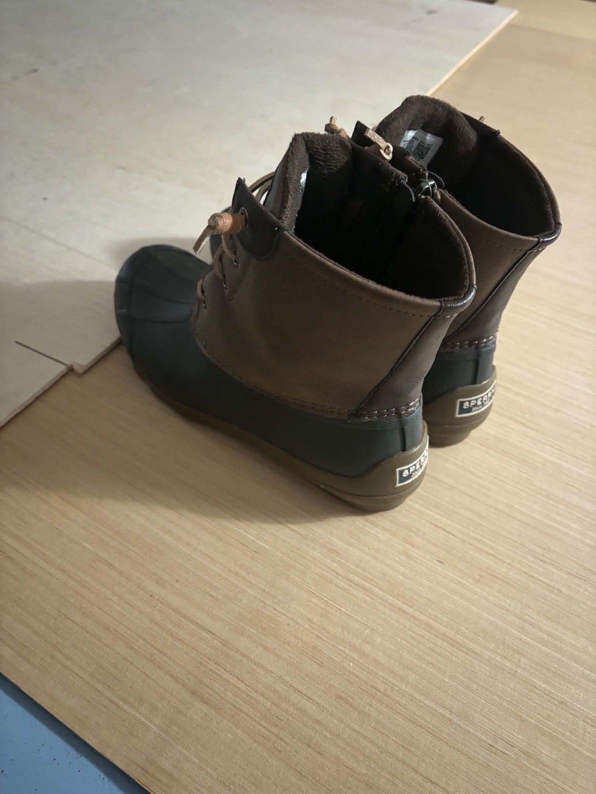 Sperry Women’s Boot Leather Brown/Black Lace-Up Zip Ankle Size 8.5