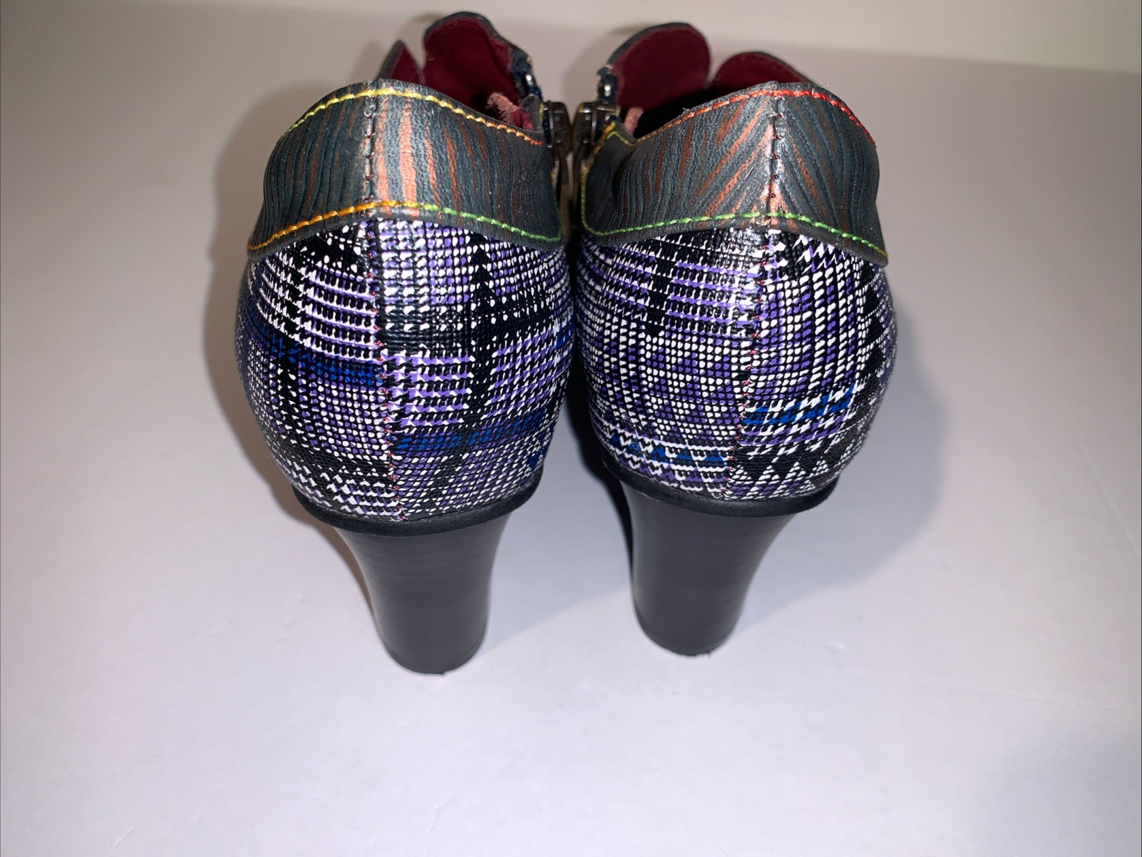 L’Artiste MAZOYA Spring Step BROWN MULTI w/Plaid Ankle BOOTS Size EU 38