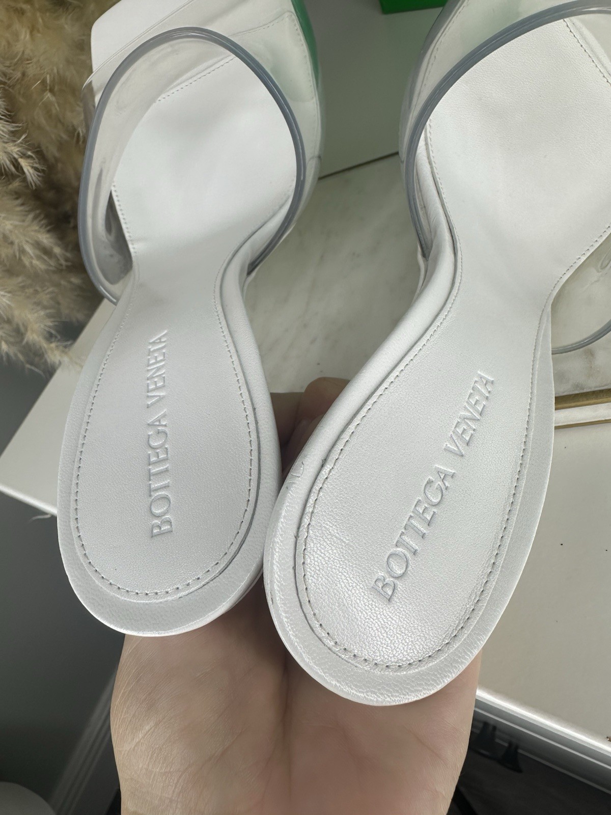 Bottega Veneta Transparent-Strap Heeled Mules Sandals Size 39