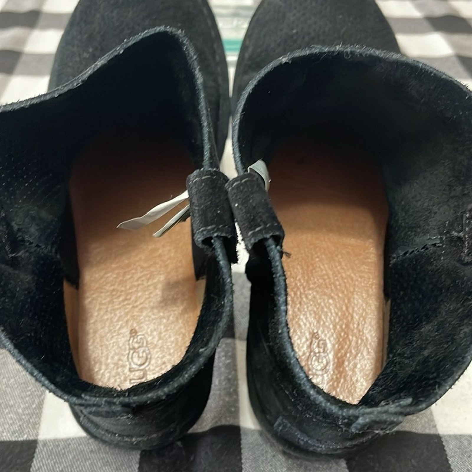 Ugg Classic Unlined Mini Perf Black Suede Leather Boots Womens Size 7 Perforated