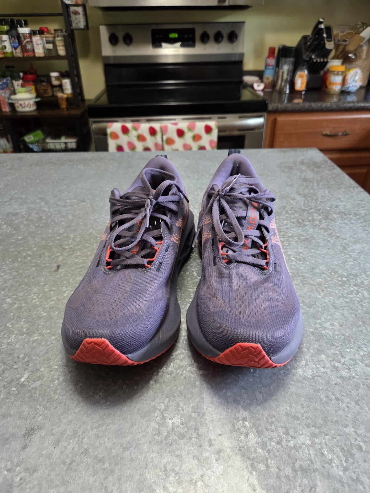 Asics Novablast 5 In Grey/Purple/Coral Reef Womens Size 9.5/ Mens Size 8