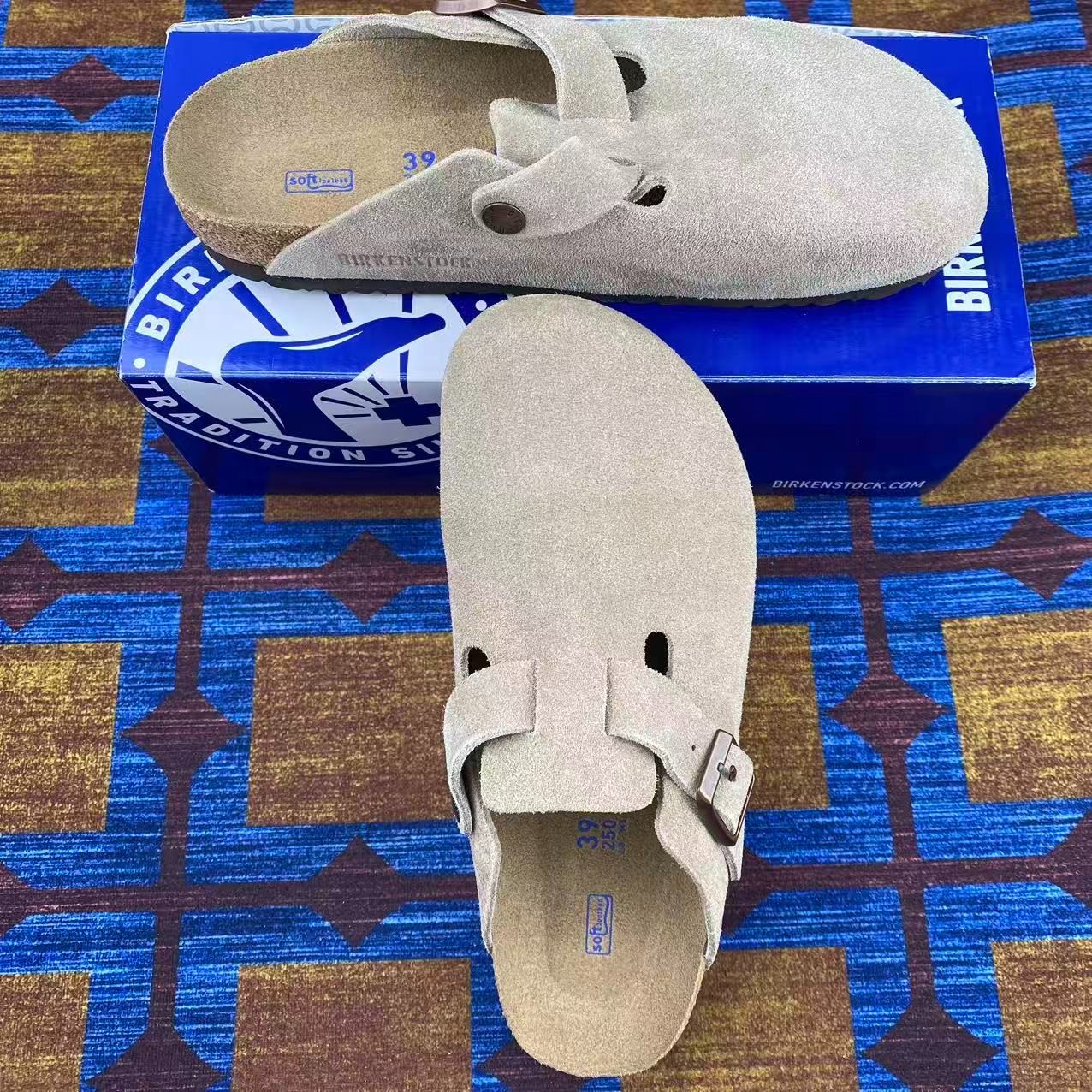 NEW Birkenstock Boston Suede Leather Soft Footbed Unisex Shoes Taupe/Mocha/Black