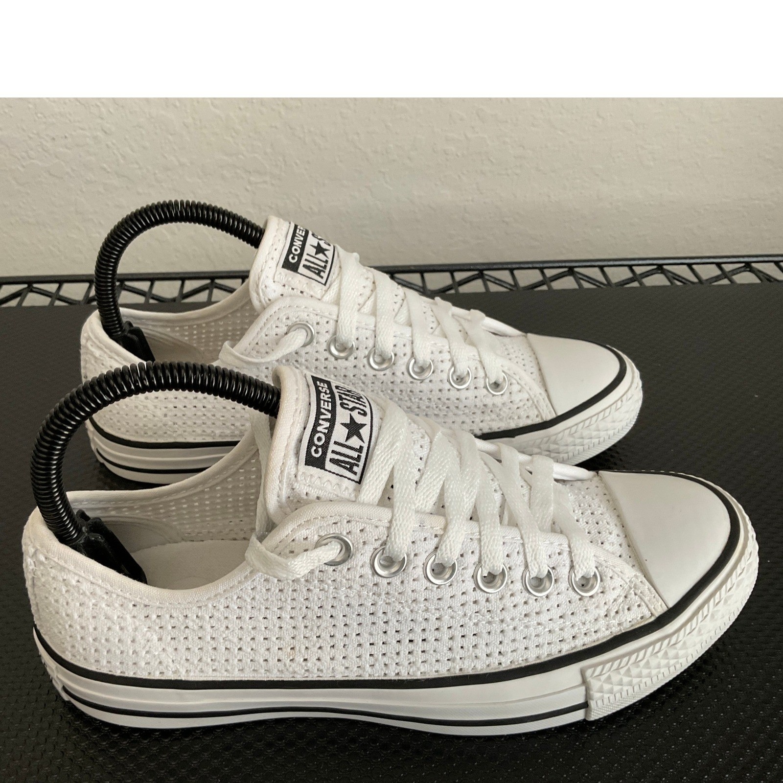Converse All Star White Perforated Canvas Low Top Sneakers Womens 7