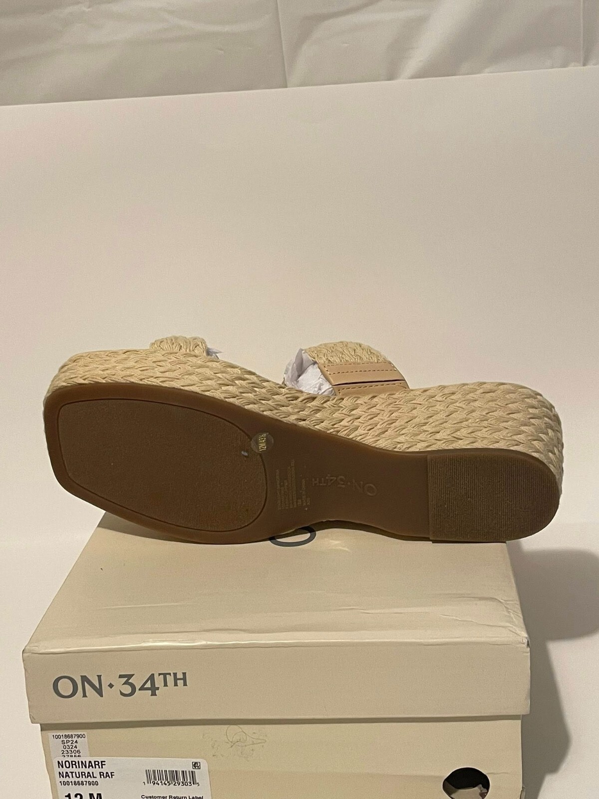 On 34th Women’s Size 12M Norinarf Natural Beige Platform Slide Sandals New