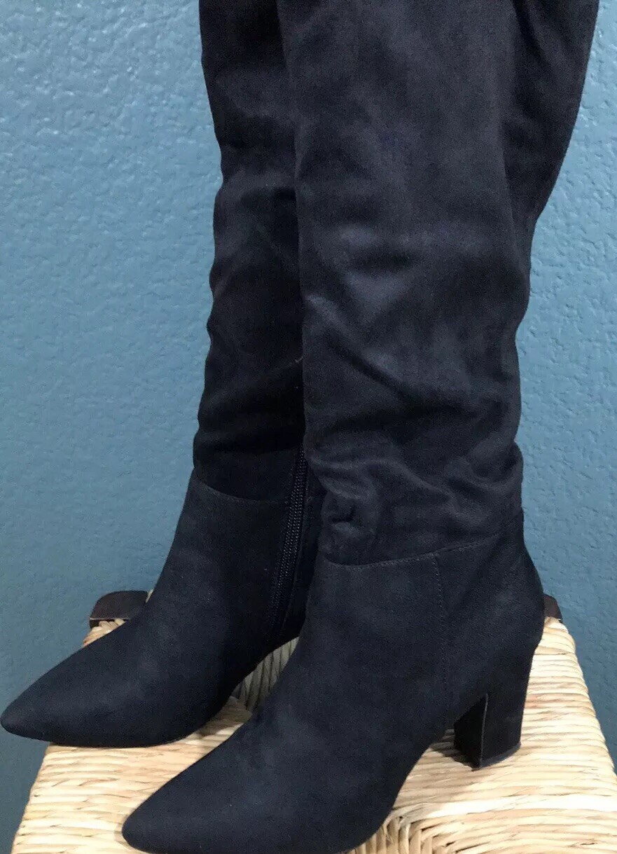 Chinese Laundry Rami Suedette Black Knee High Boot Womens Size 7.5