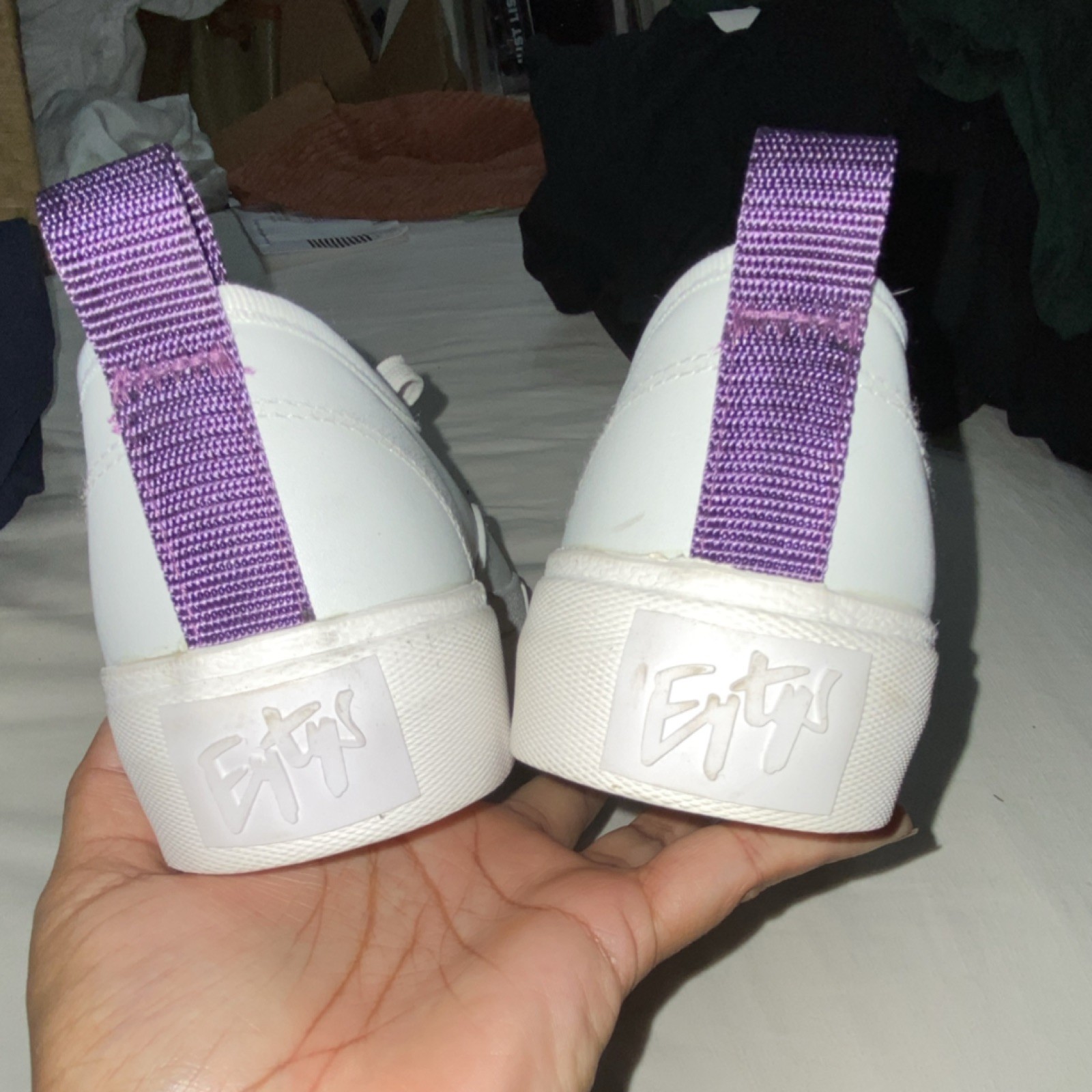 Eytys White Leather Sneakers Purple Pull Tab Women EUR 38 US 7.5 Lace Up