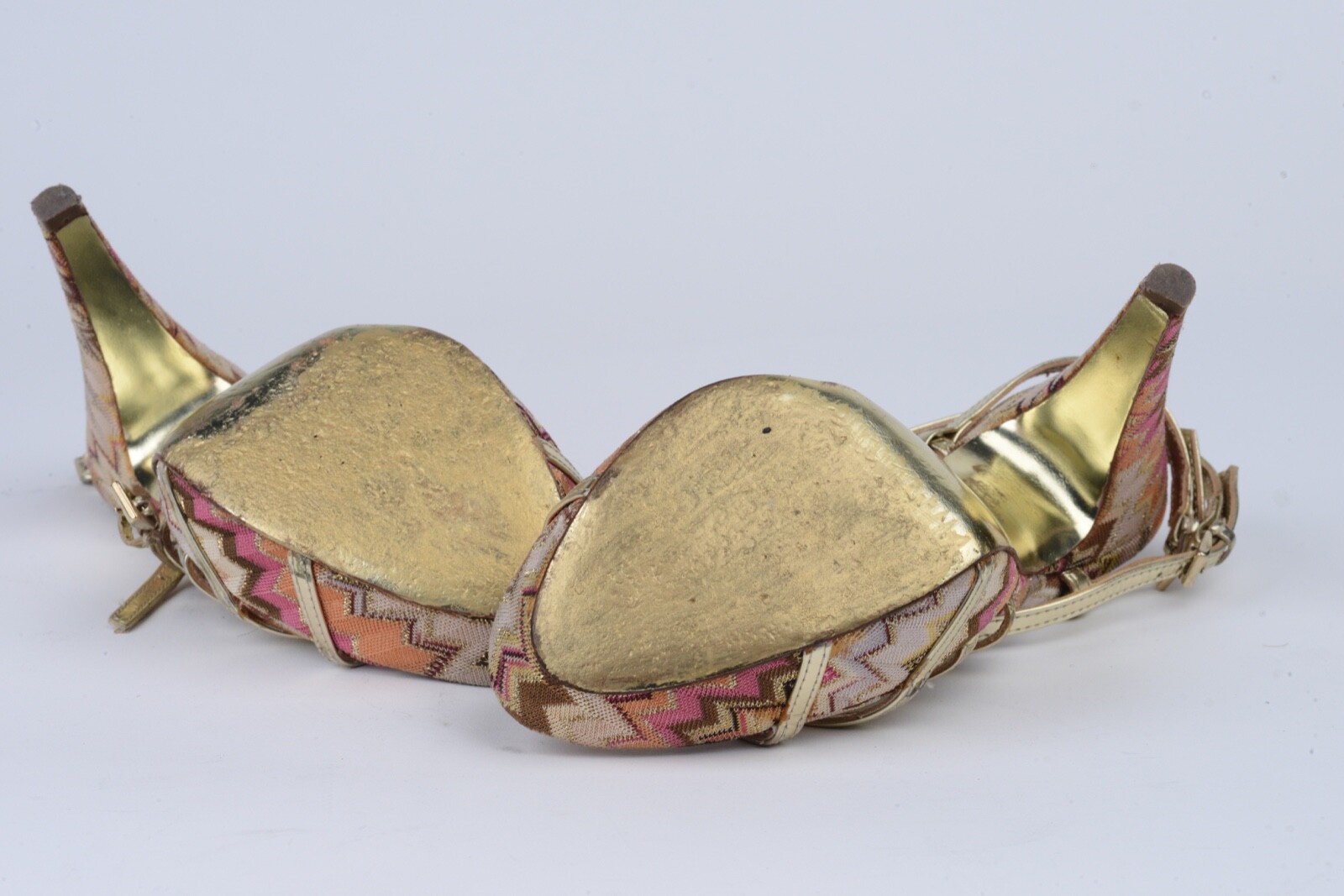 Missoni Metallic Gold Cage Platform High Heels Sandals Shoes Size 36 1/2 (USA 6)