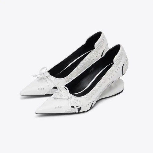 Womens Slip On Special Heel Spliced Pointed Toe Fashion Bow Pumps Shoes 2026