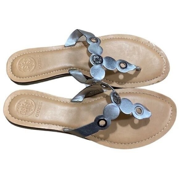 Guess Joyride sandals Scalloped Silver women 10M Beach Vacation Casual Cruise