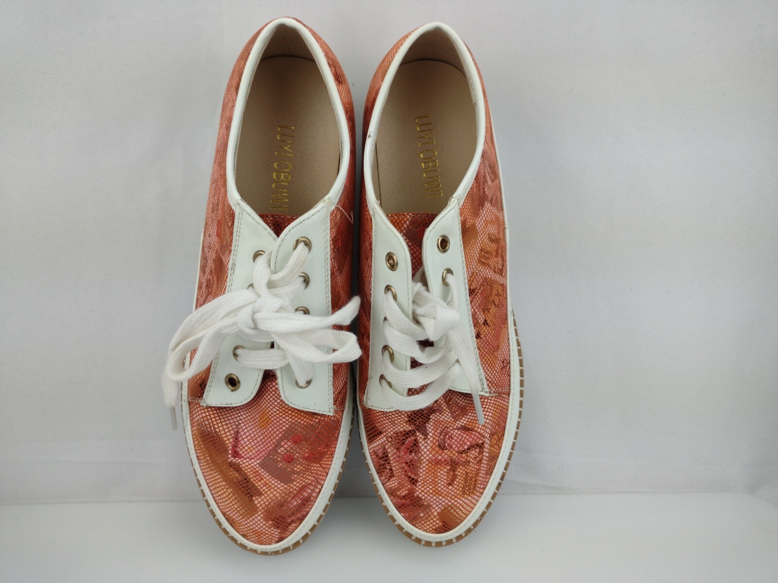 LUYI OBUWI orange shoes Sneakers laces size 9.5/ 40