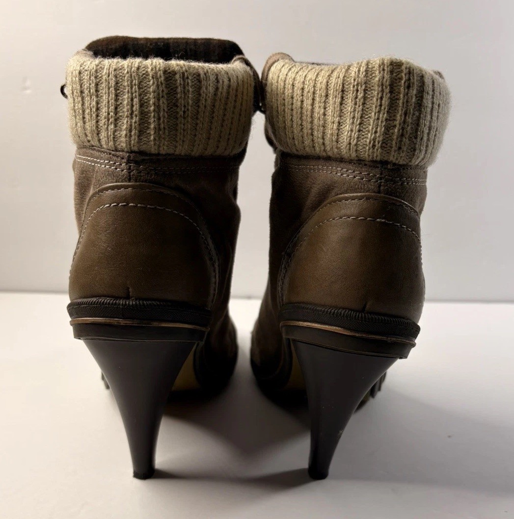 Womens Heels Lace Up Ankle Boots High Heel party Bootie Shoes Brownish Gray 7.5