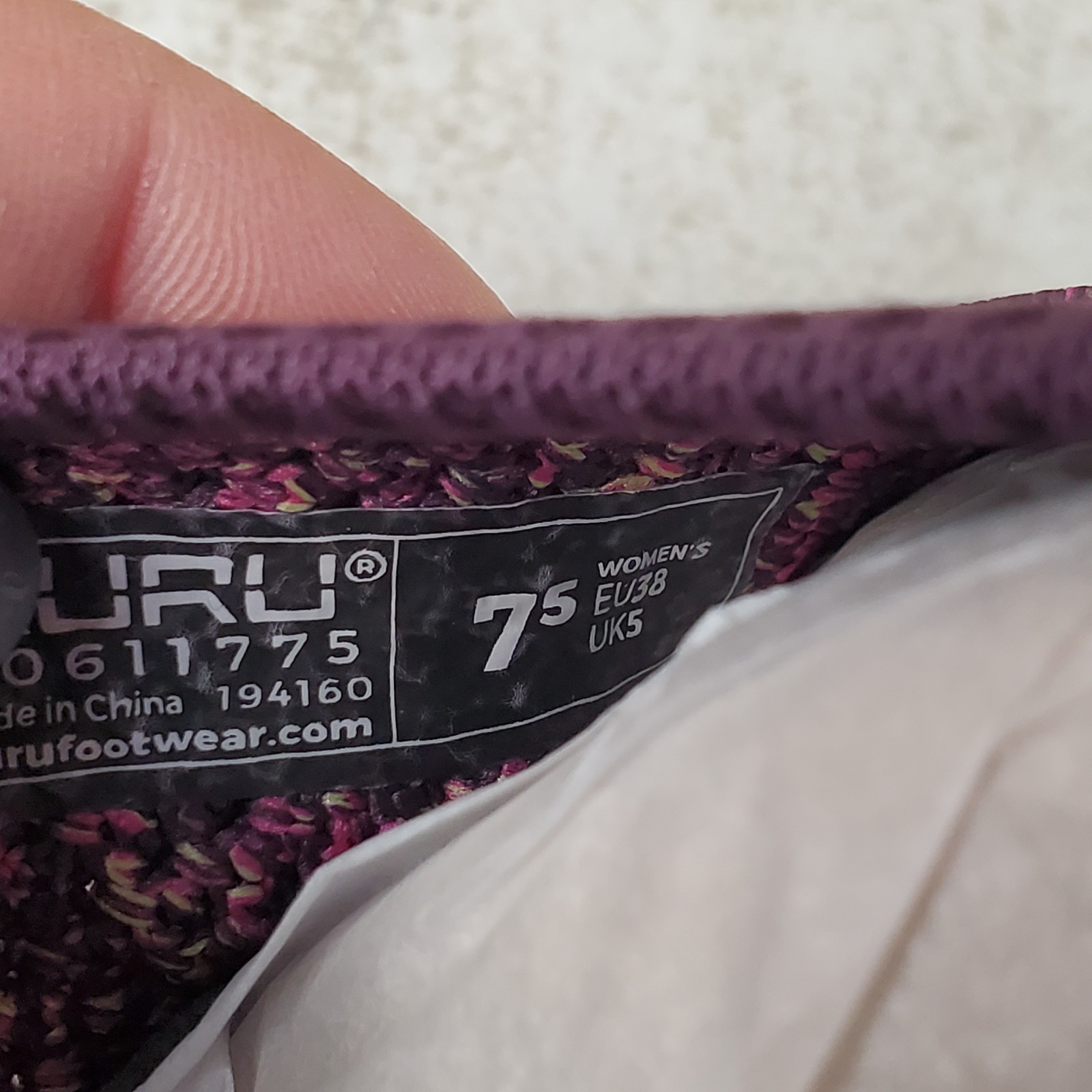Kuru Stride Womens Shoes Sz 7.5 Plum Purple Confetti Knit Slip On Walking Shoes