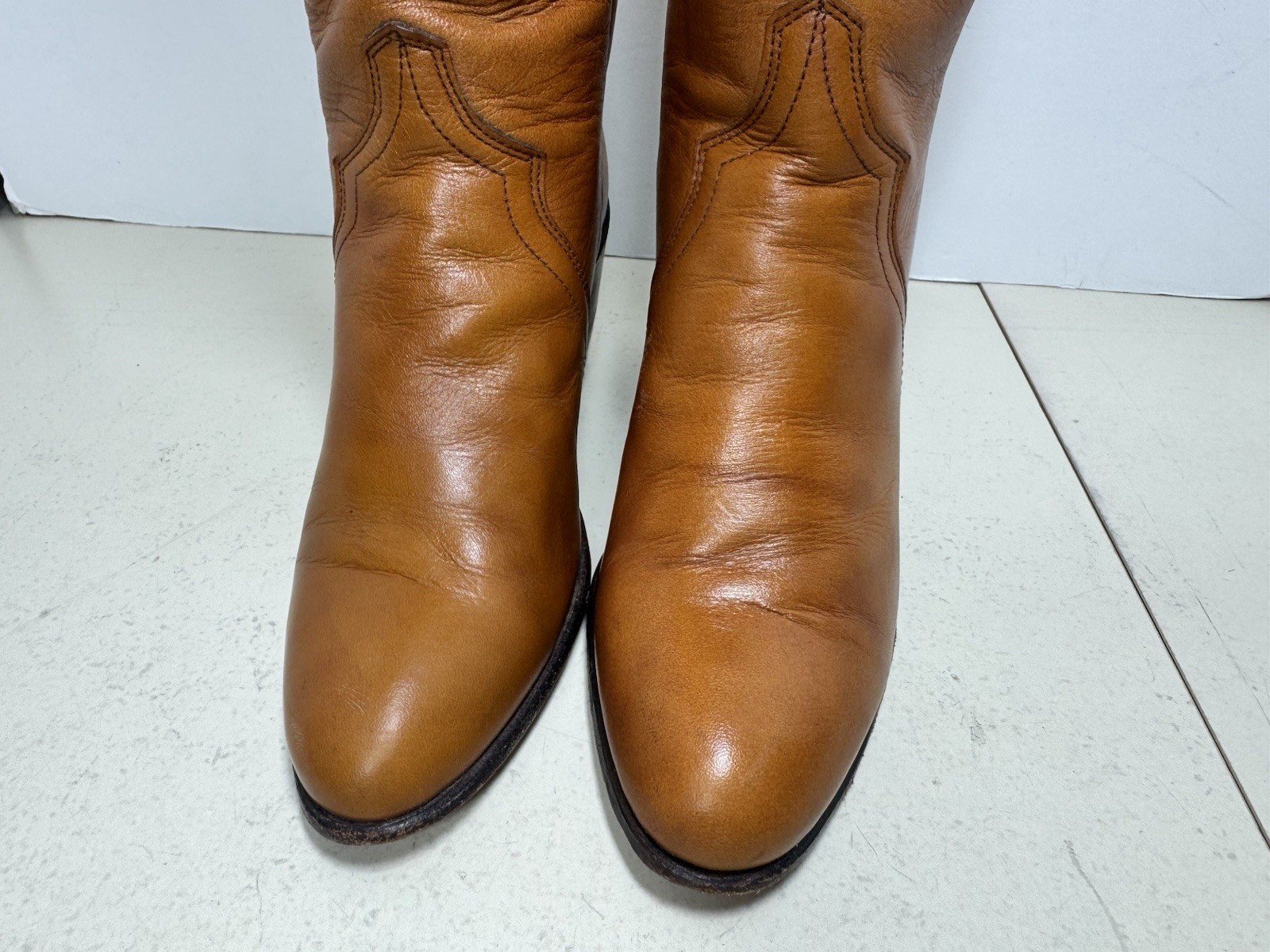 justin Boots Women’s 4A 15” Tall Brown Made In USA (rm)