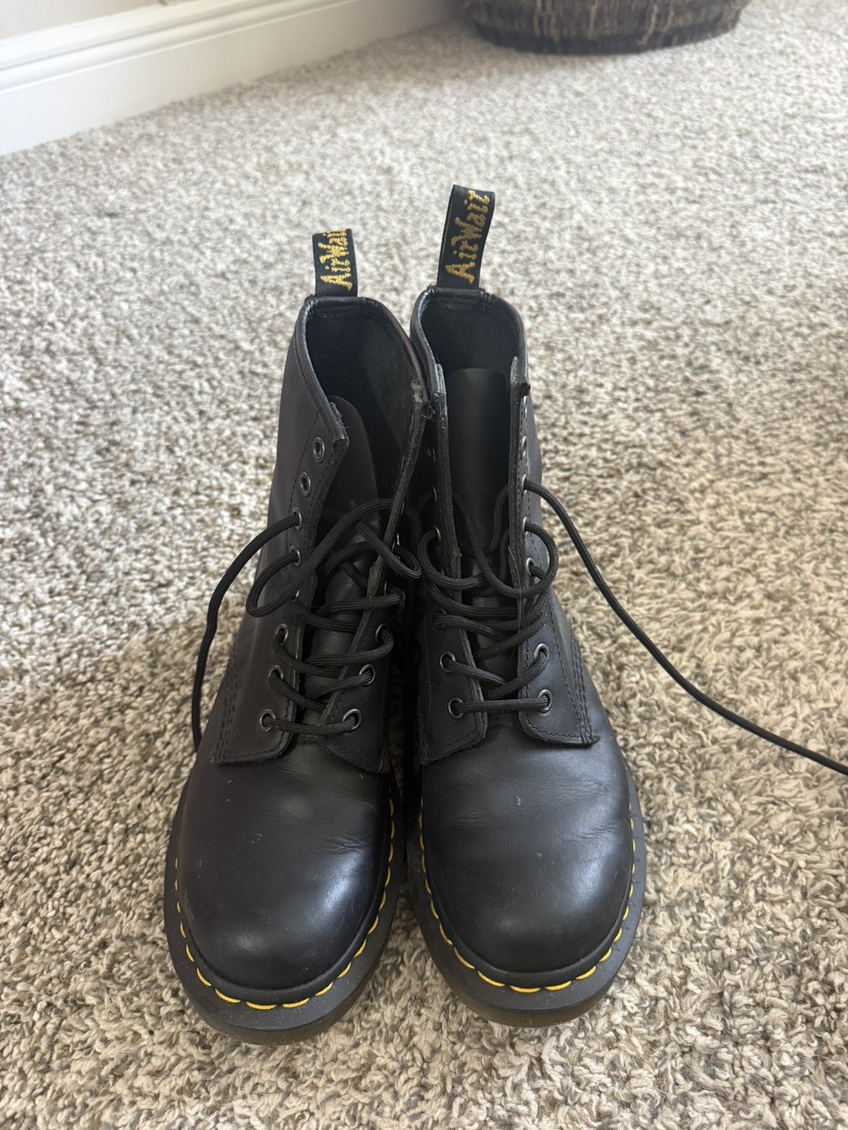 Doc Martens Air Wair 1460 W Combat Style Boots Black, Size US 8