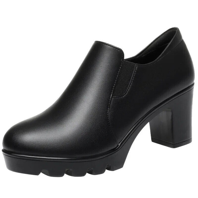 Elegant Women 6.5Cm 8.5Cm Block High Heels Deep Mouth Thick Platform Pumps Shoes