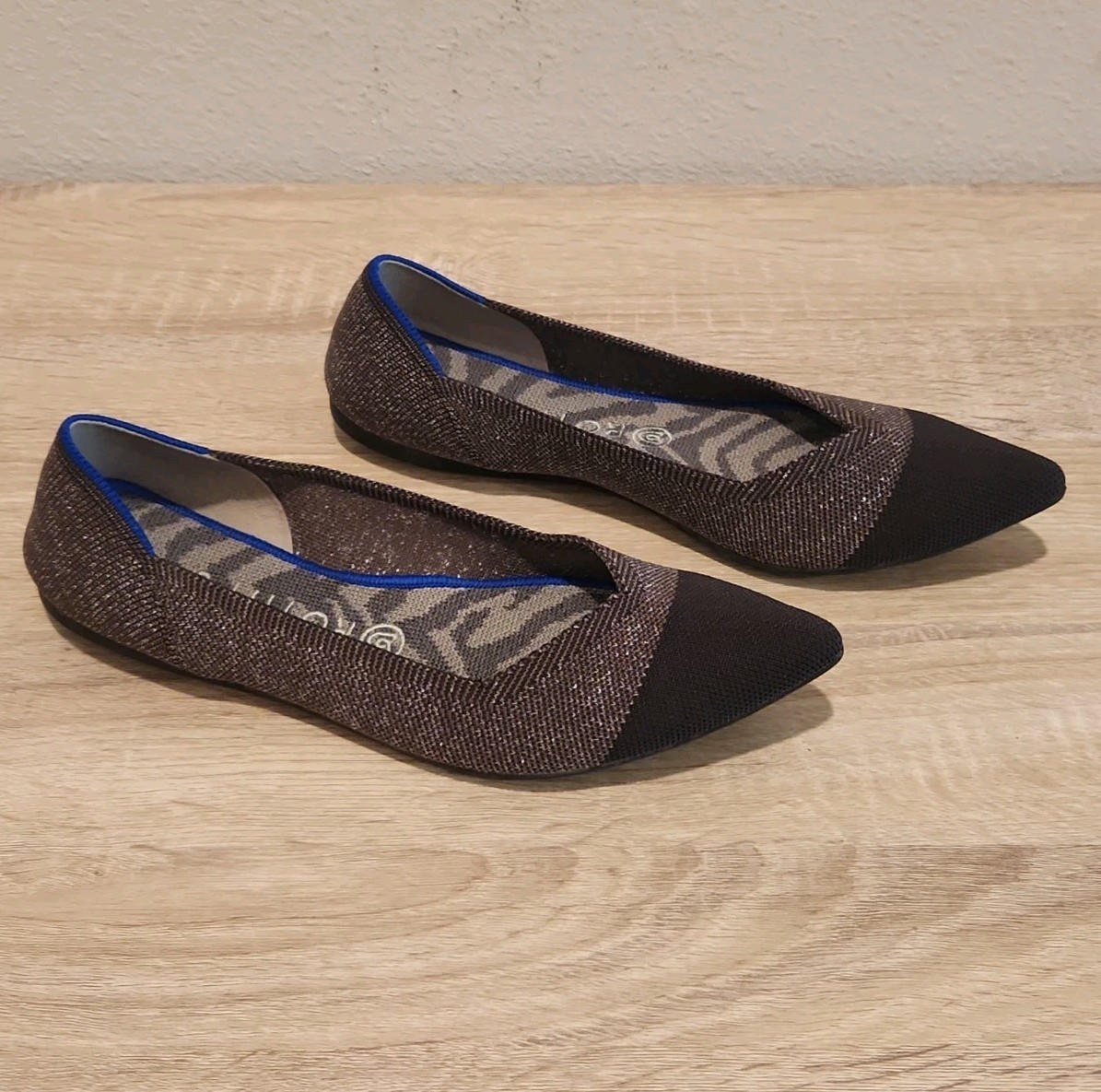 Rothy’s The Point ‘Twilight Metallic’ Captoe Stitch Flats ‘Retired’ Womens Sz 10