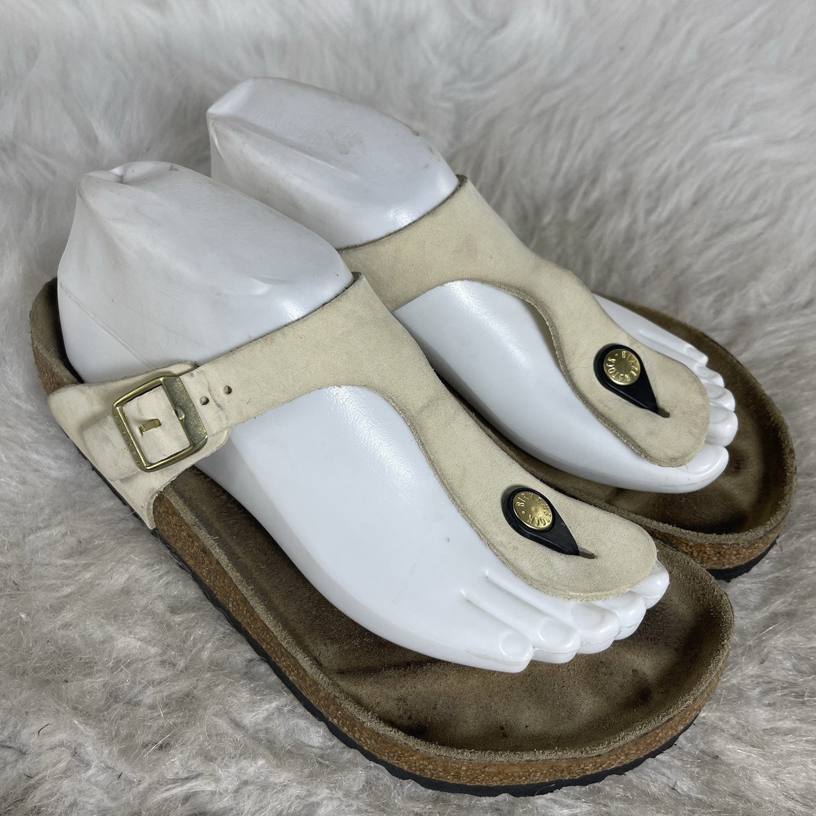 Birkenstock Gizeh Suede Sandals Cream Narrow EU 39 Women’s 8 Germany