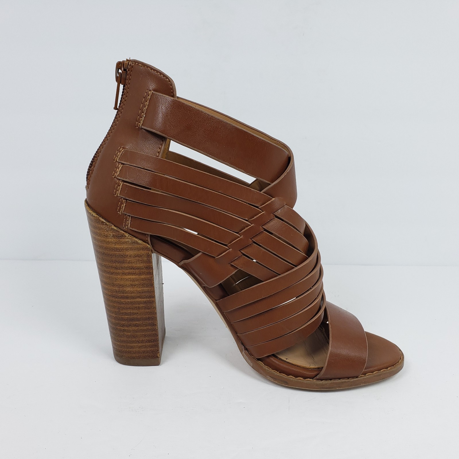 Aldo Womens Size 6 Brown Strappy Formal Party 4.25″ Heeled Peep Toe Heels Shoes