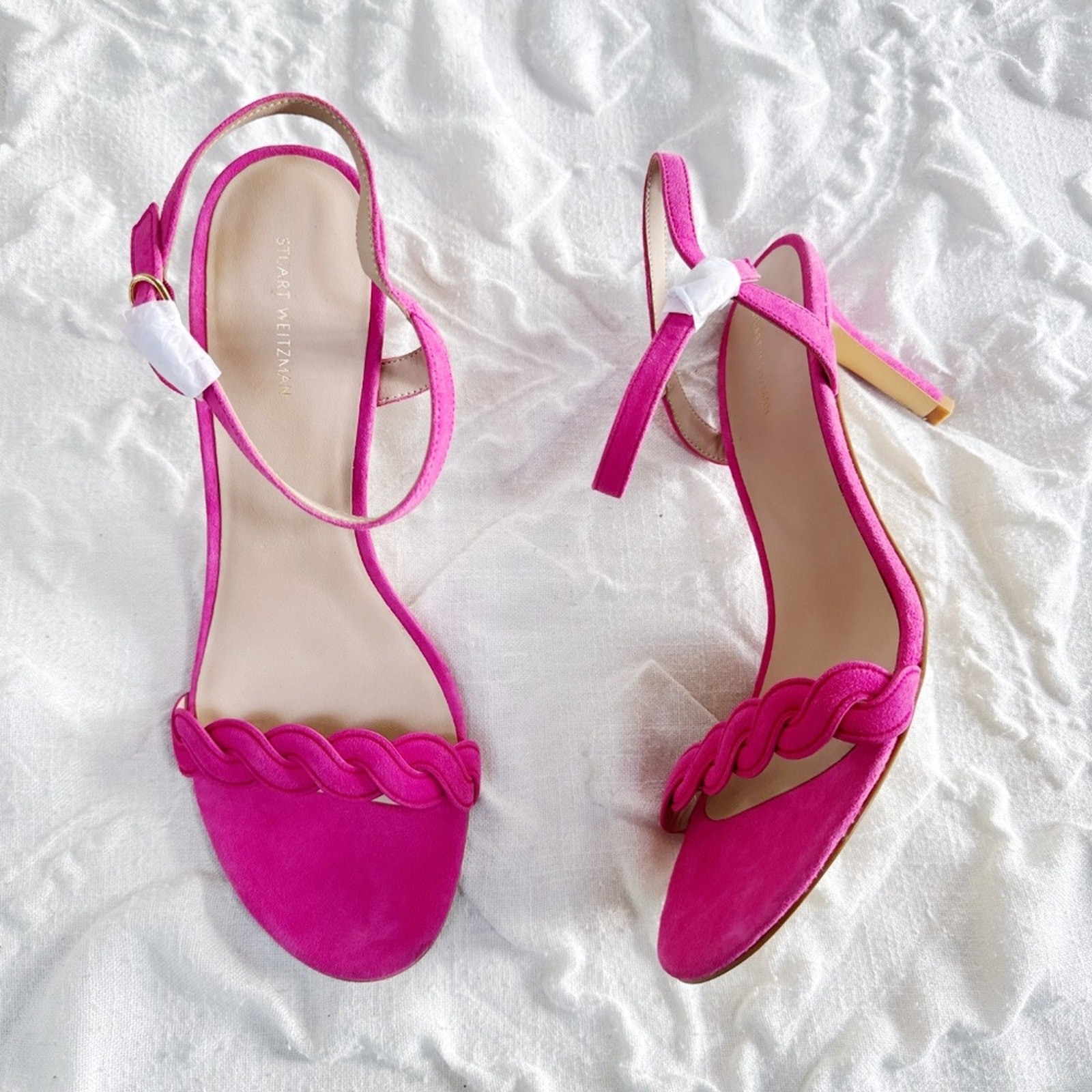 Stuart Weitzman Dancer Twistie 100 Suede Sandal In Pink Size 11.5
