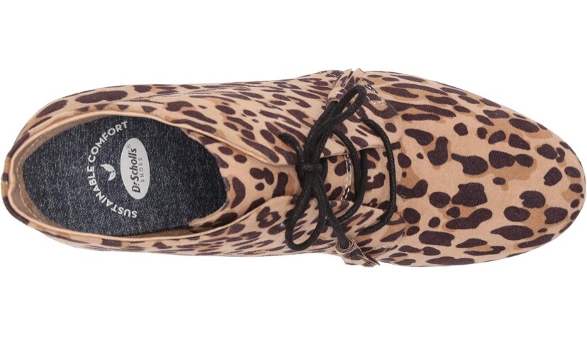 Dr. Scholl’s Dakota Tan Black Leopard Print Size 6W Closed Toe Wedge Lace Up