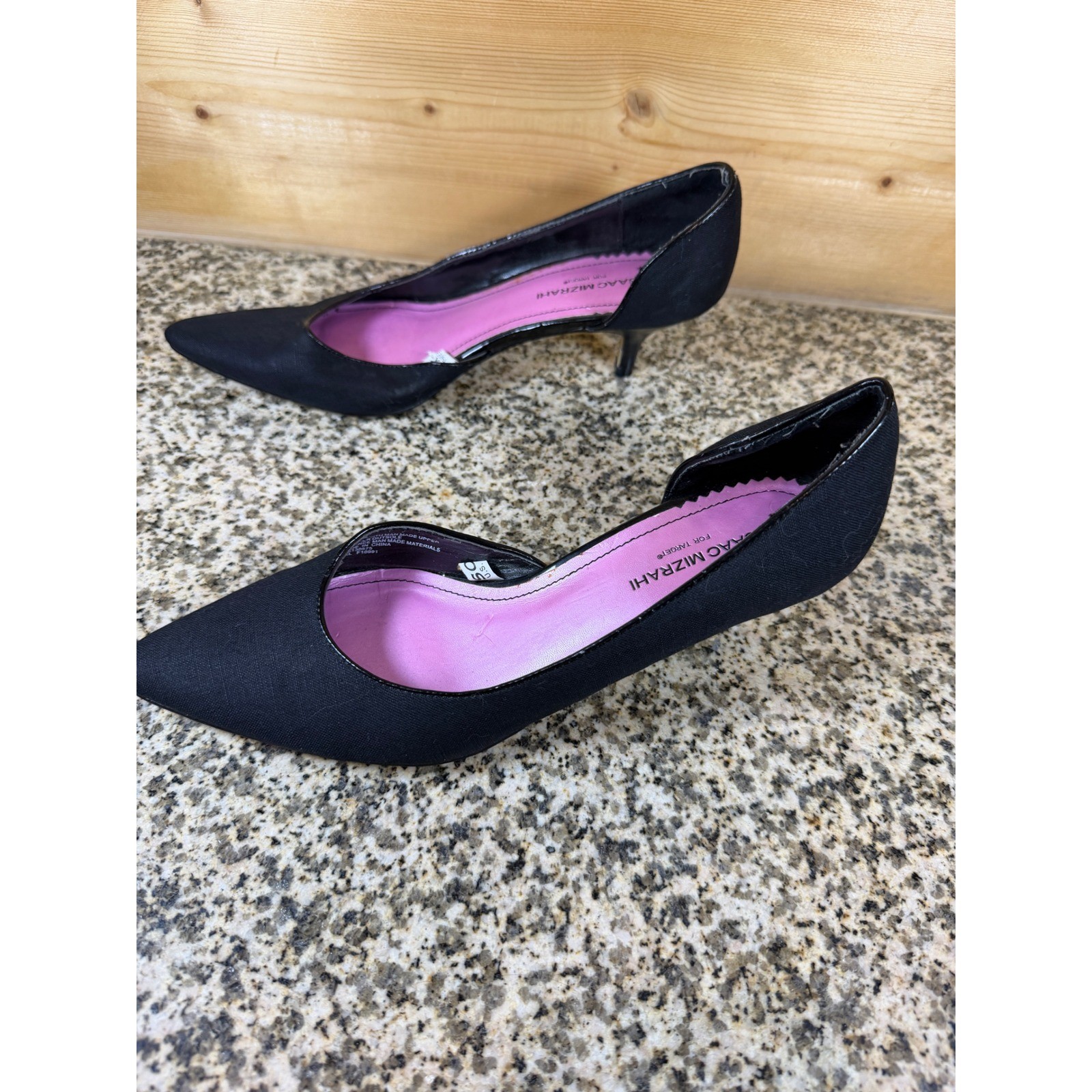 Isaac Mizrahi for Target Black Fabric Kitten Heel Pumps Pointed Toe Size 7