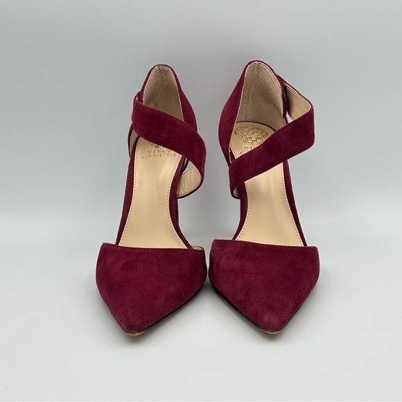 Vincent Camuto VC-Charlotte Women’s Size 9 US Red Suede Ankle-Strap Heels Shoes