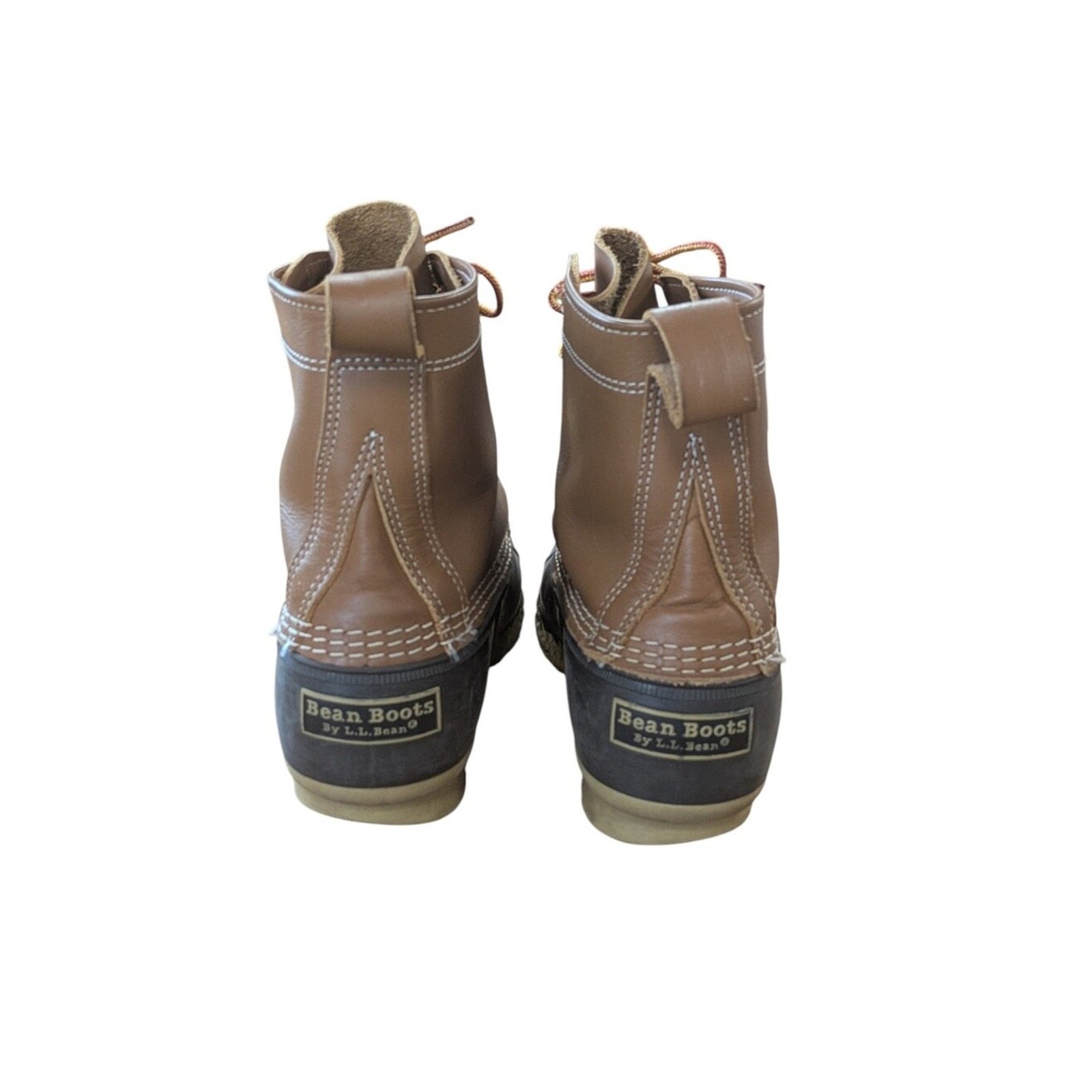 L.L. Bean 8″ Duck Boots Unlined Brown Leather Size EW Mens 7 or Womens 9 Wide