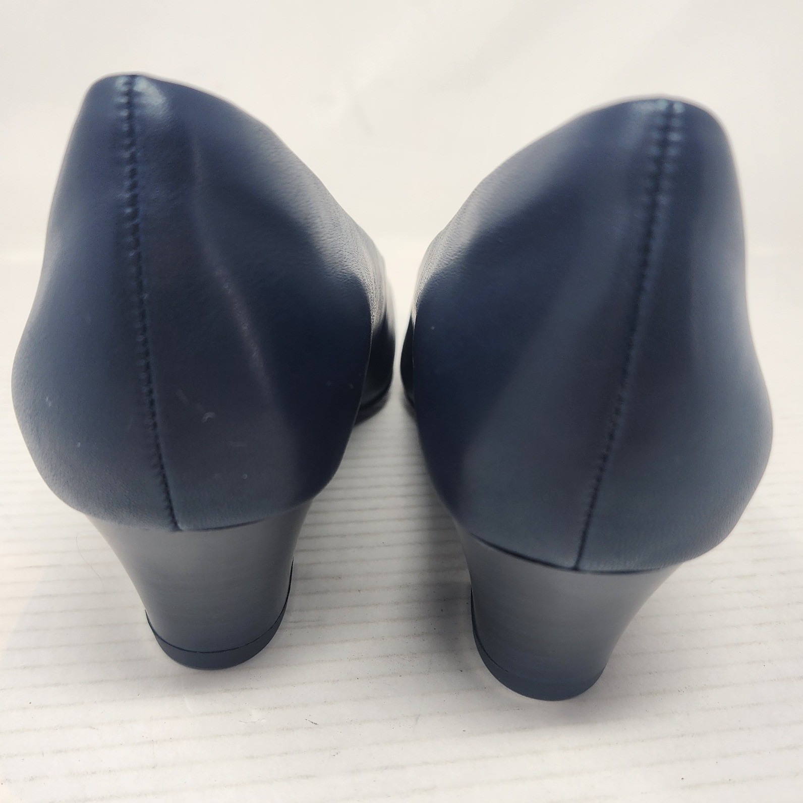 Mysoft Womens Navy Blue Pointed Toe Block Heel Pumps Size 10 Dress Shoes