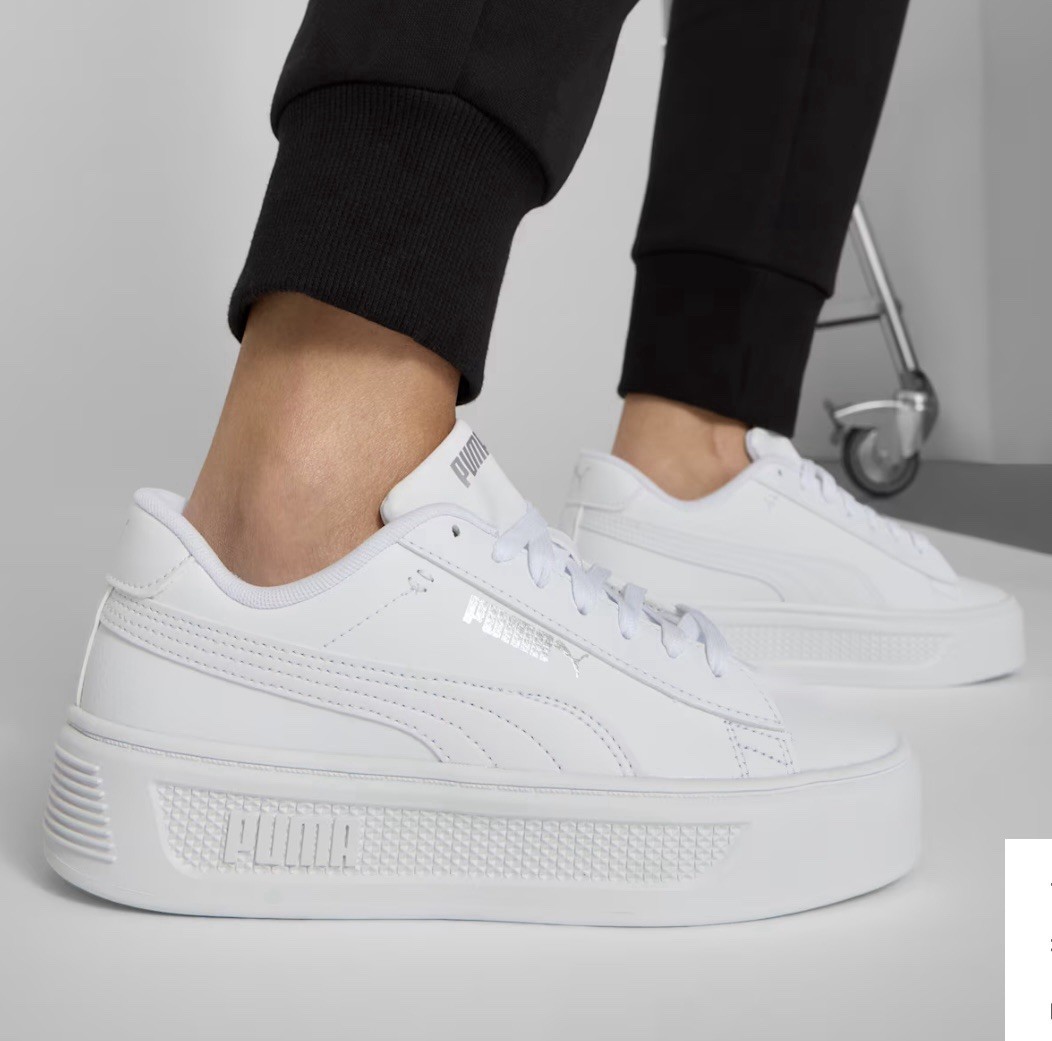 Puma Women’s Size 9 Smash V3 Platform All White Shoes
