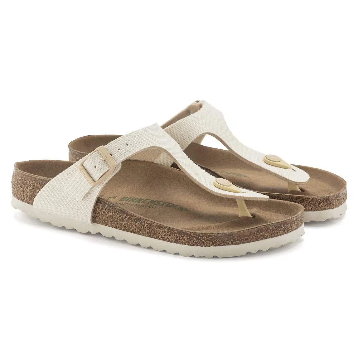 Birkenstock Women’s Gizeh Vegan Canvas Eggshell Sandals 38 EU 7W/5M NWB