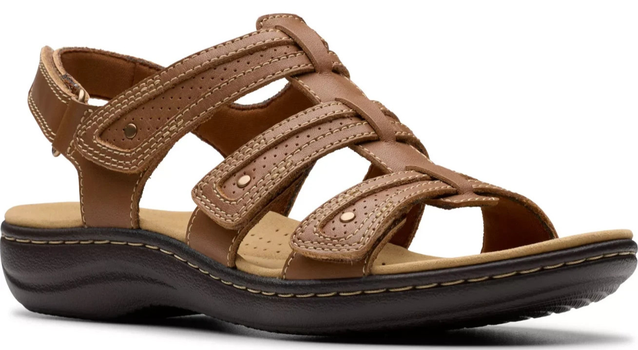 Clarks Women’s Laurieann Ivy Casual Sandals Tan Leather (Select Size)