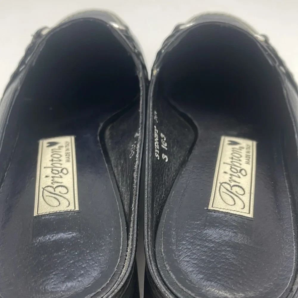 Brighton Britta Black Croc Leather Slip-on Mules Size 7