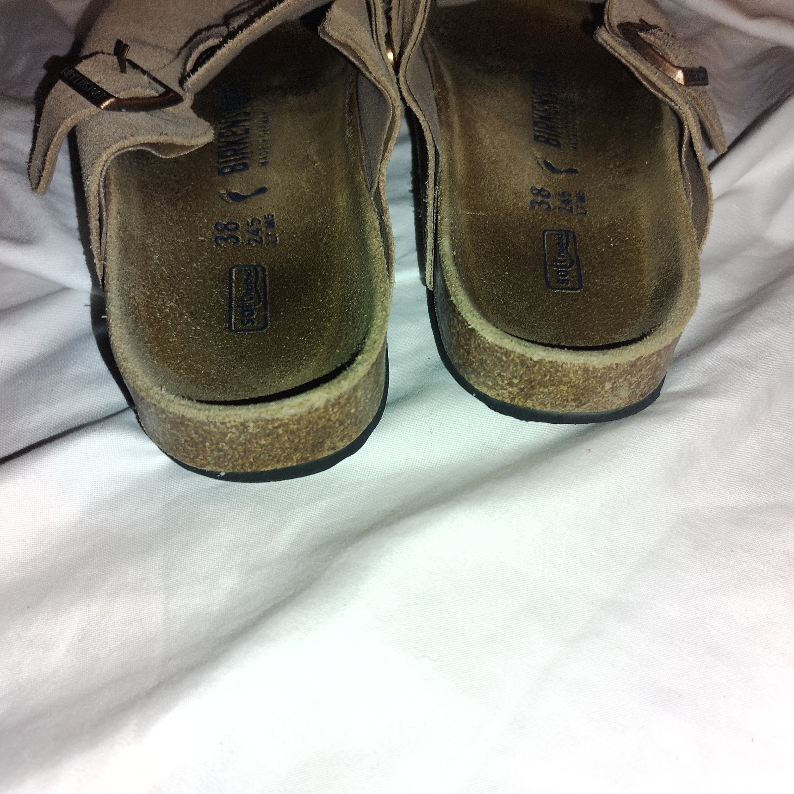 birkenstock sandals women 38 boston soft footbed taupe beige rounded toe
