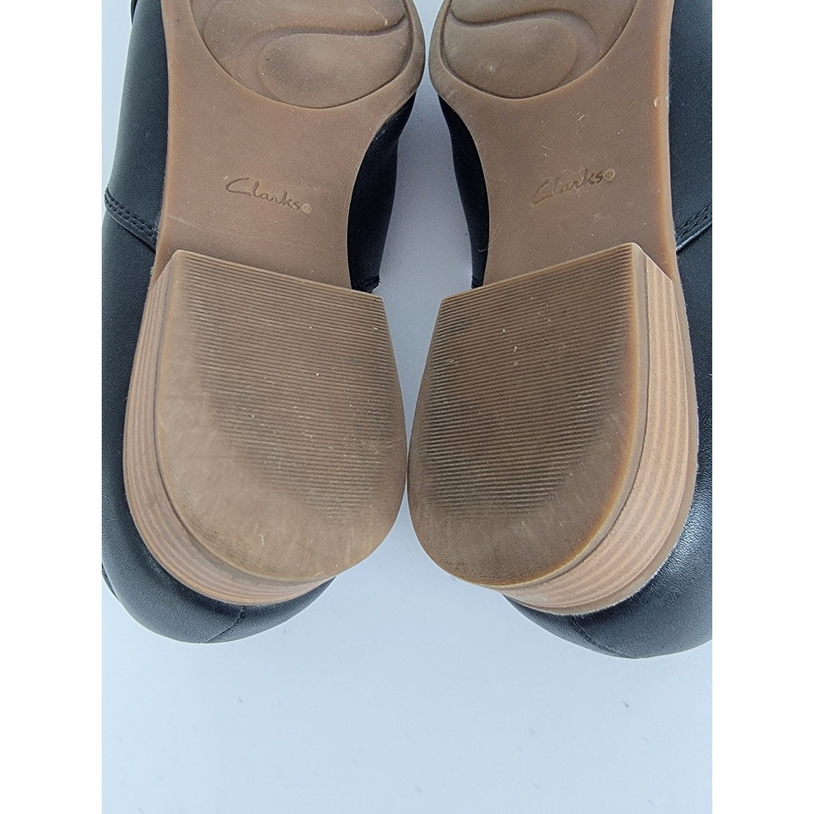 Clarks Juliet Palm Black Leather Loafers Women Size 10 Comfort Work Flat