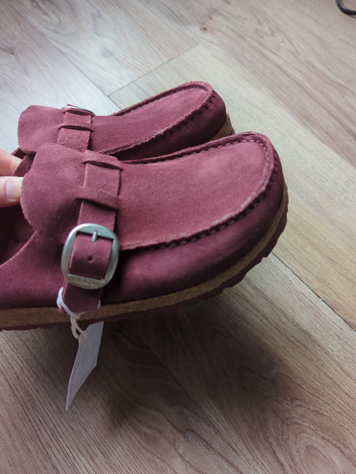Birkenstock Buckley Suede Moc Toe Clogs Maroon EU 39 Women 8-8.5