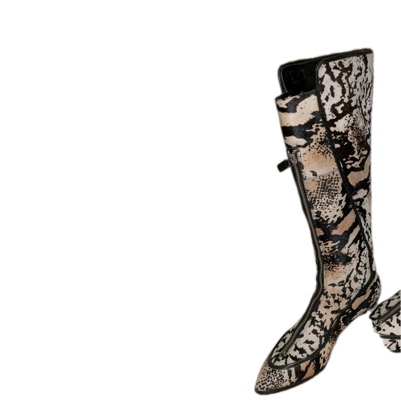Derek Lam 10 Crosby Calf Fur Animal Print Tall Boots- Good Pre-owned Condition!