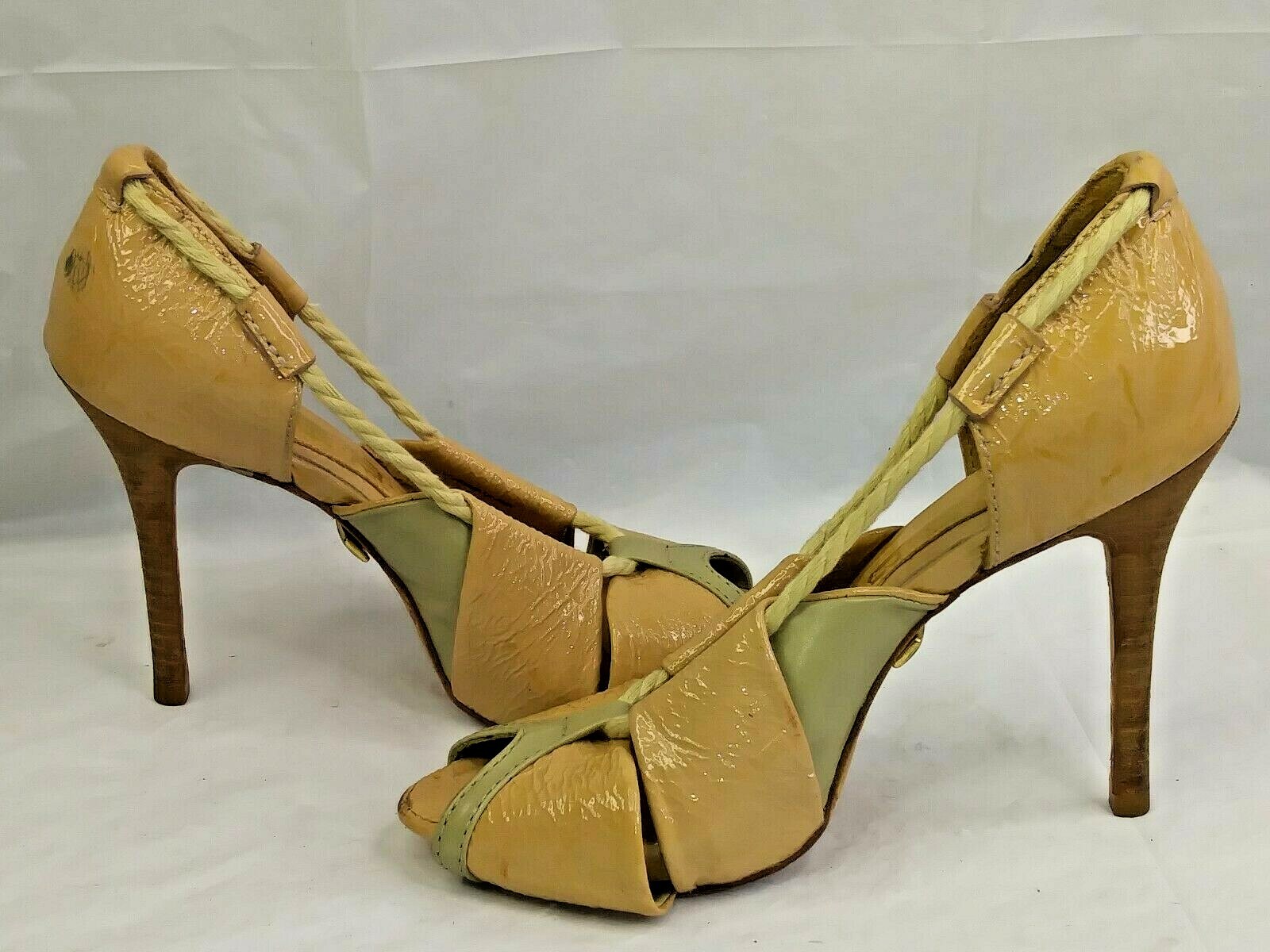 LAMB Women US 6 4″ Heels Stilletos peep toe Gwen Stefani patent leather 2789