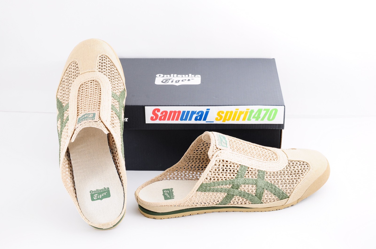 Onitsuka Tiger MEXICO 66 SABOT 1183C123 BEIGE/GREEN US Women size 6.5 EU37.5 UK4