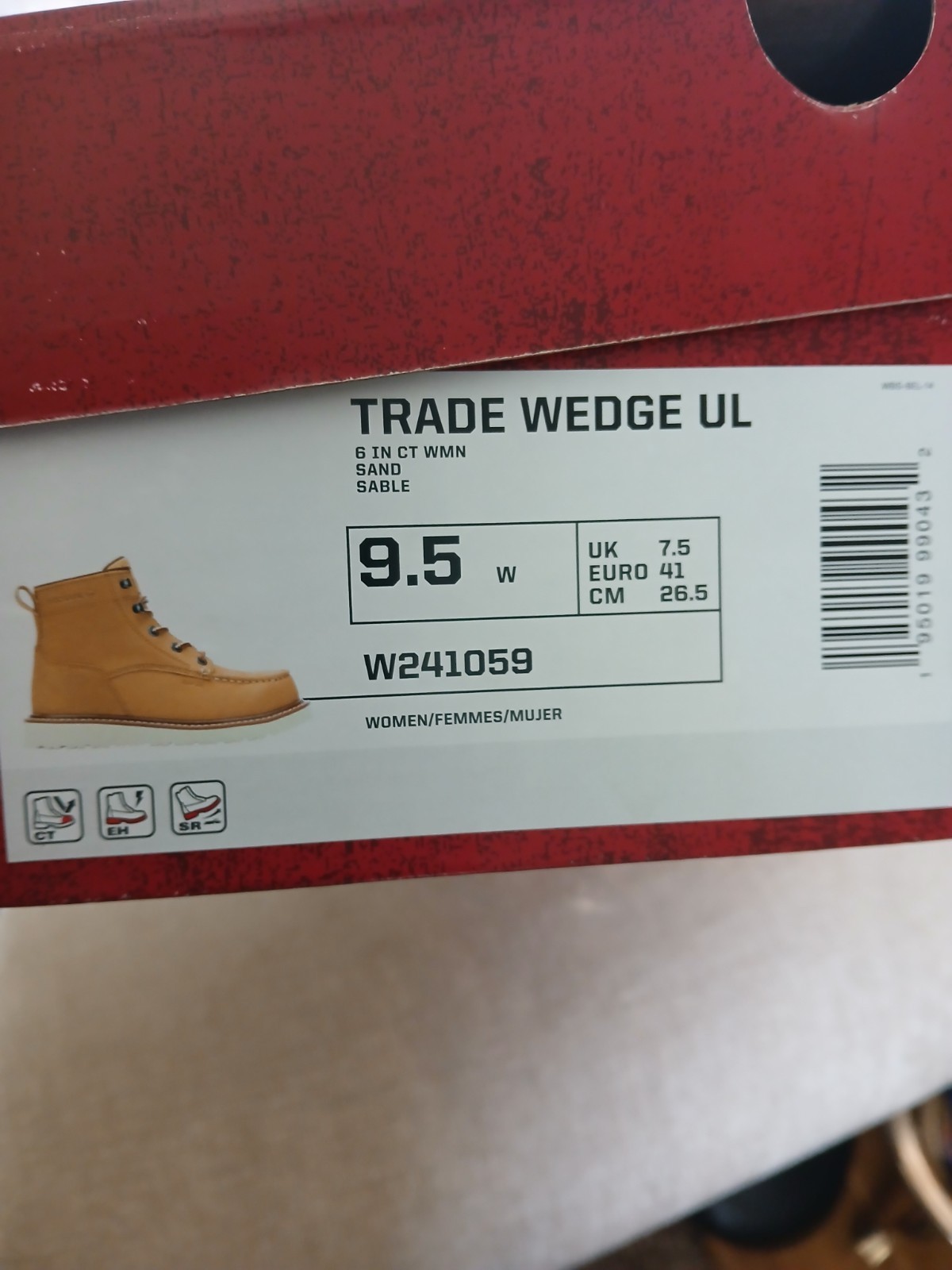 Wolverine Women’s Trade Wedge Unlined 6″ Composite Toe Work Boot- Sand-Size 9.5w